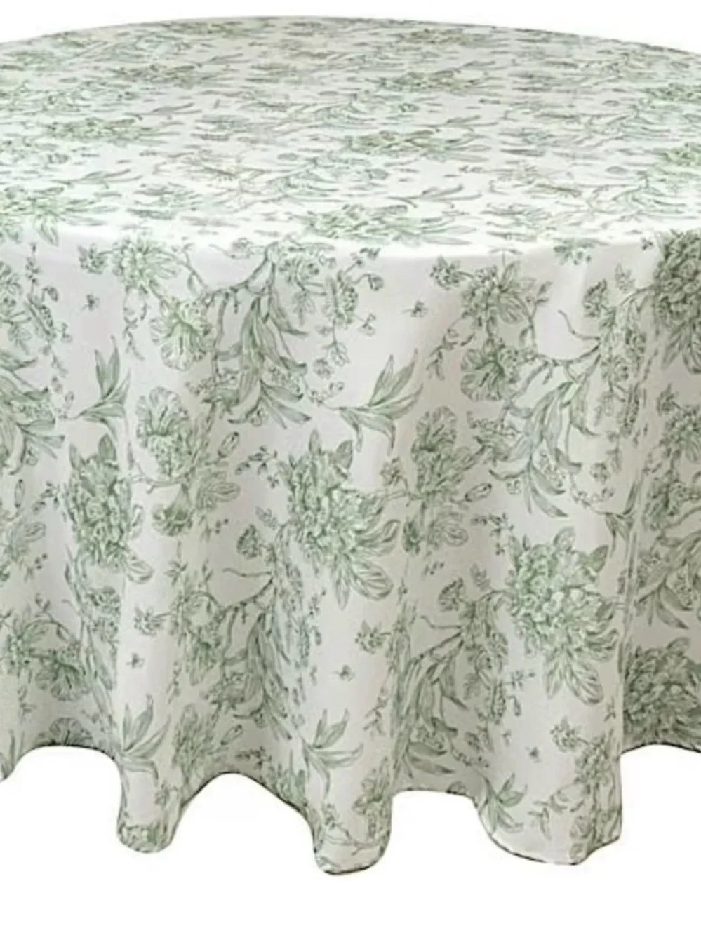 Lot of 10 Floral Green Toile Round Tablecloth - Home Dining